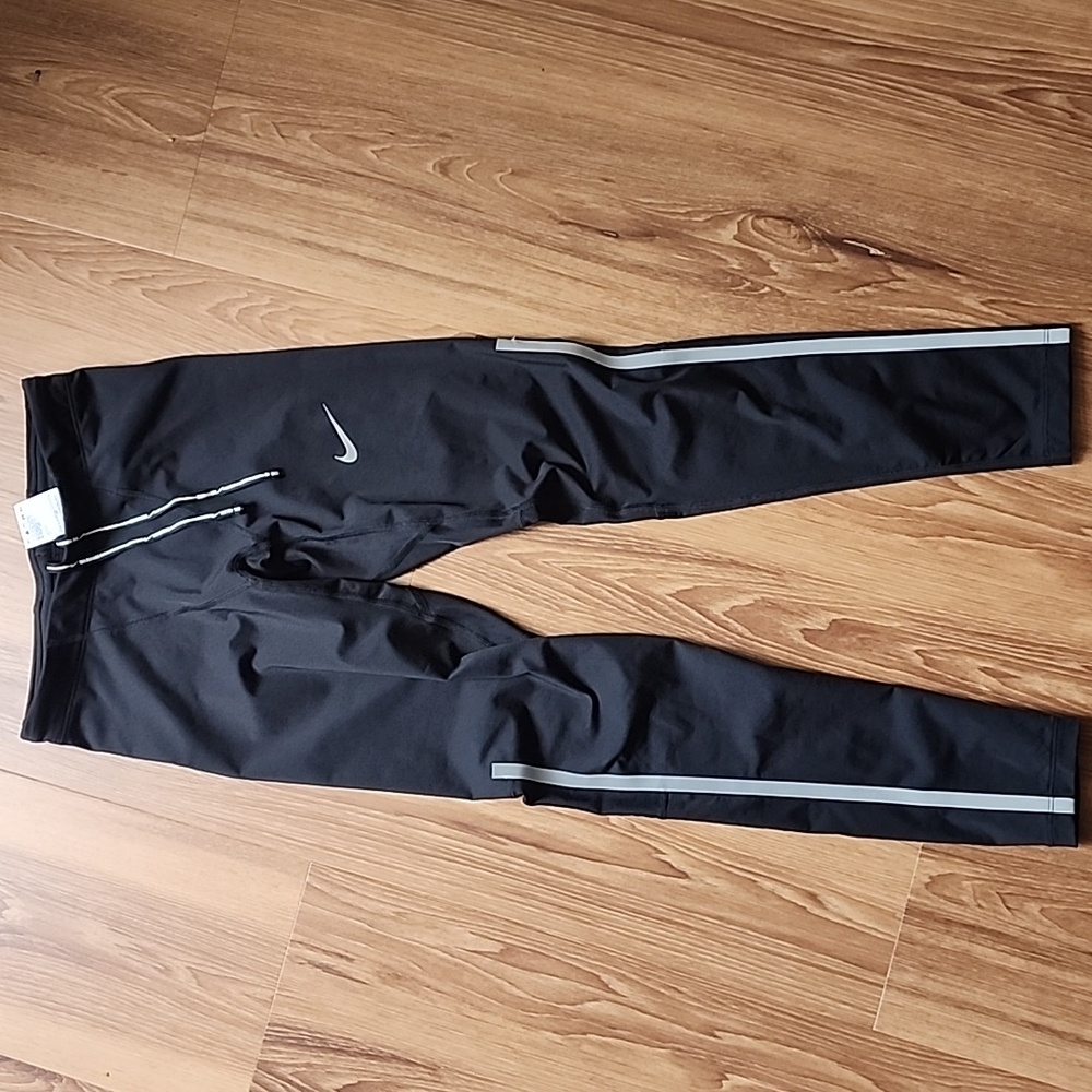 Nike Elite Compression Tights Power Running Mens (S) Black Reflective Filament